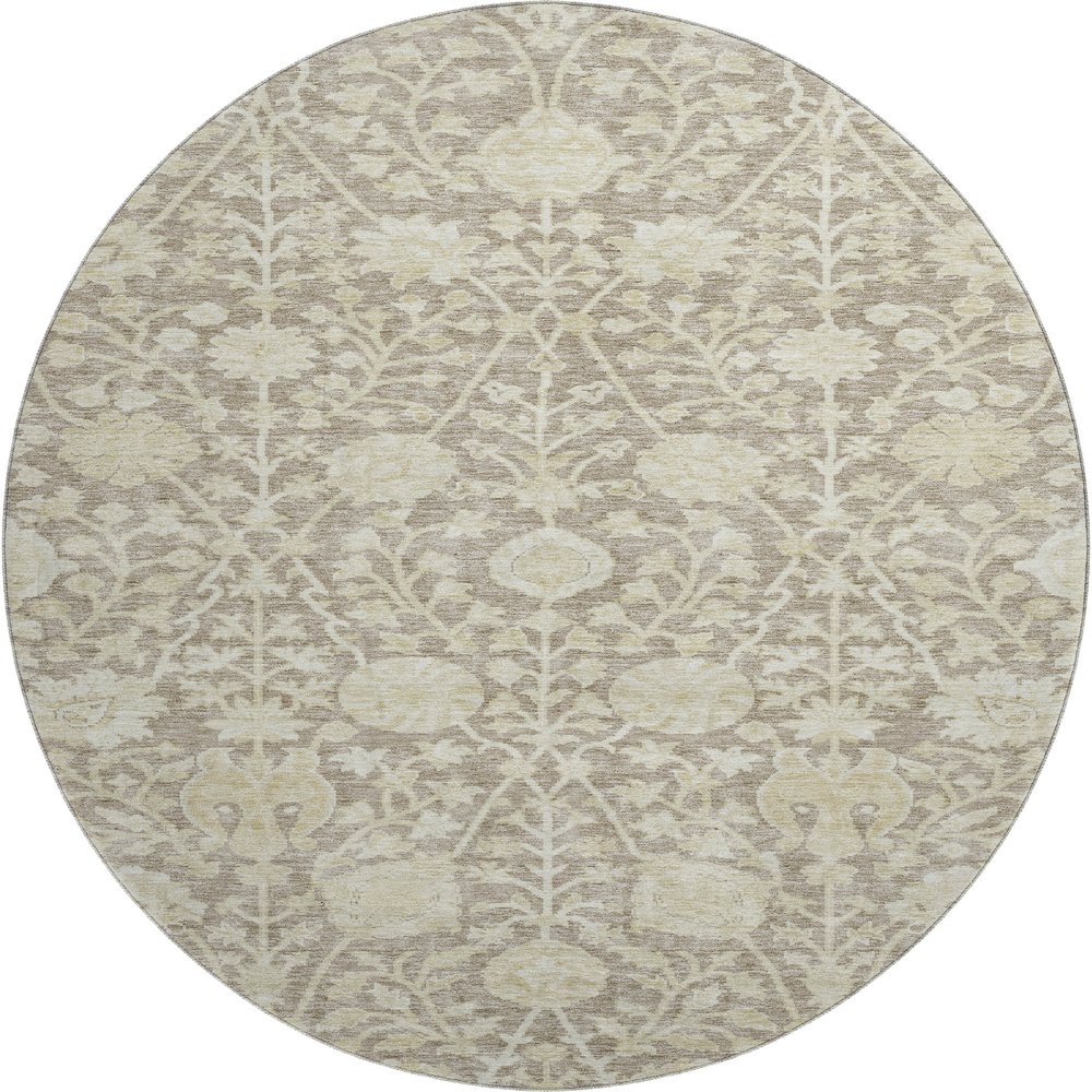 Premium Machine Washable Mayfield AMF1086 Mocha 8' x 8' Round Rug. Picture 1