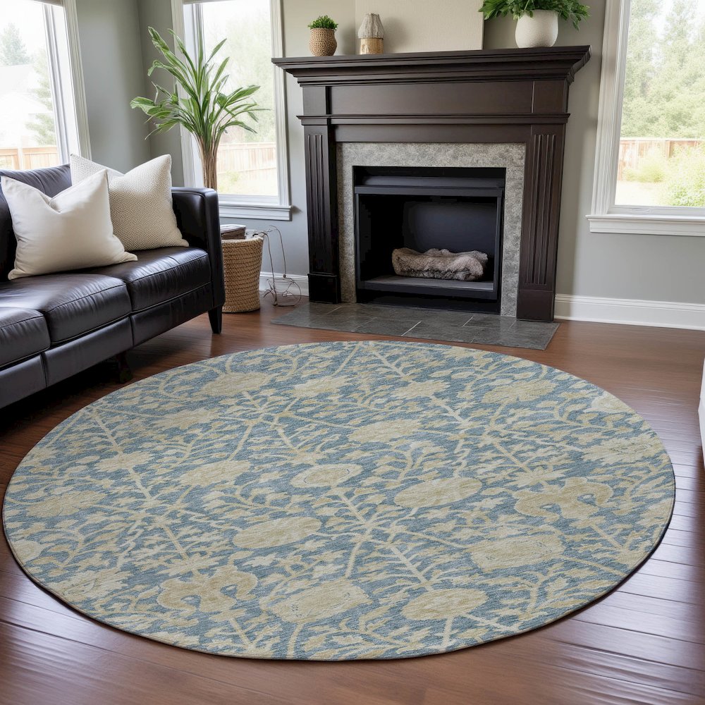 Premium Machine Washable Mayfield AMF1086 Sky 8' x 8' Round Rug. Picture 5