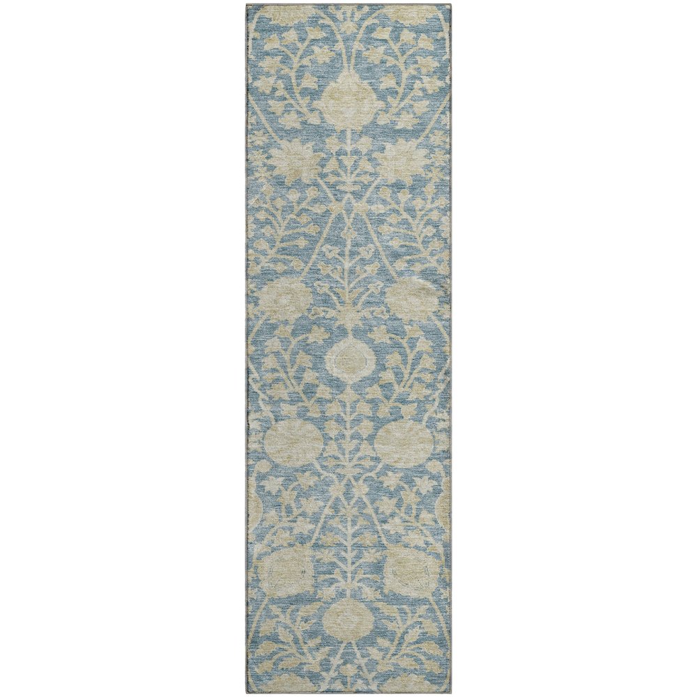 Premium Machine Washable Mayfield AMF1086 Sky 2'3" x 7'6" Runner Rug. Picture 1