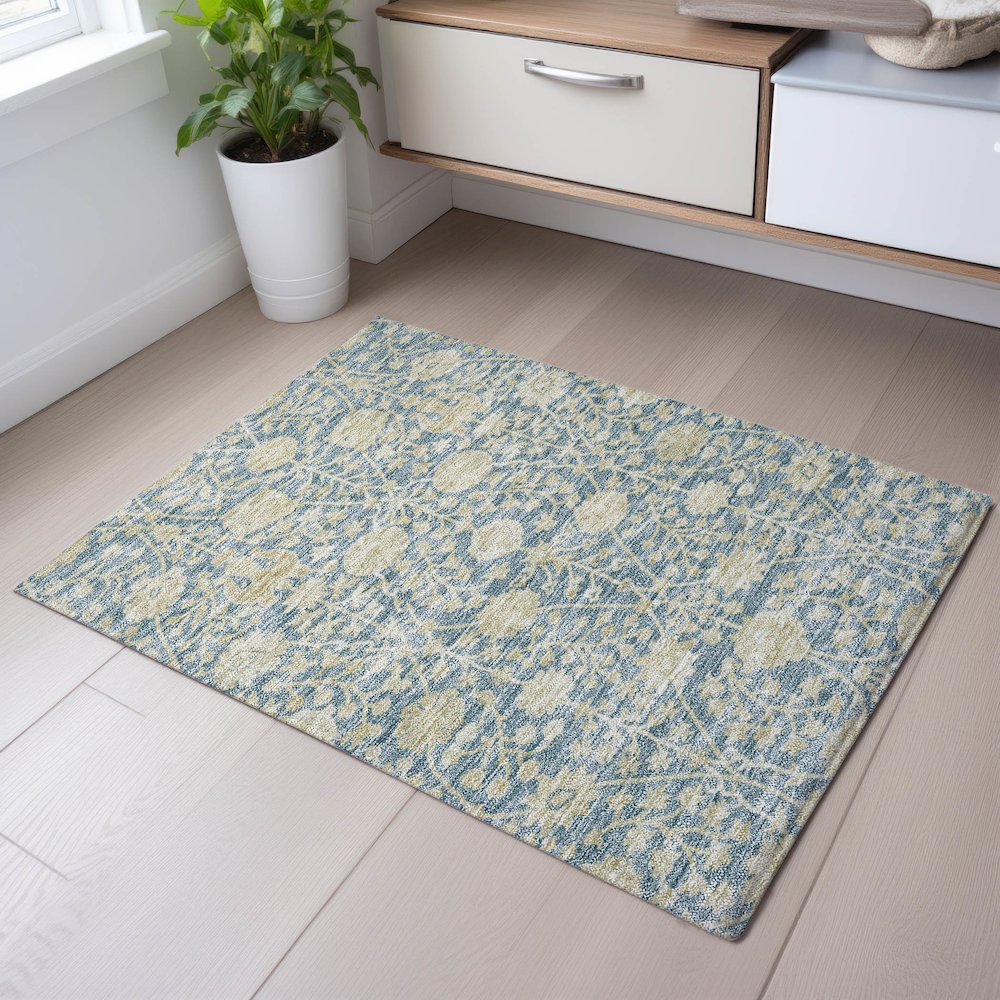 Premium Machine Washable Mayfield AMF1086 Sky 1'8" x 2'6" Rug. Picture 5