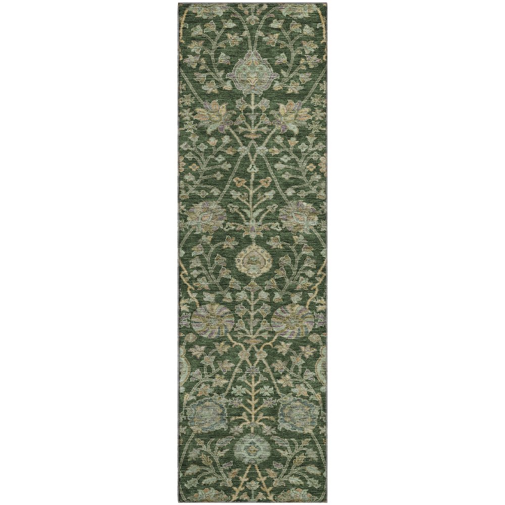 Premium Machine Washable Mayfield AMF1087 Green 2'3" x 7'6" Runner Rug. Picture 1