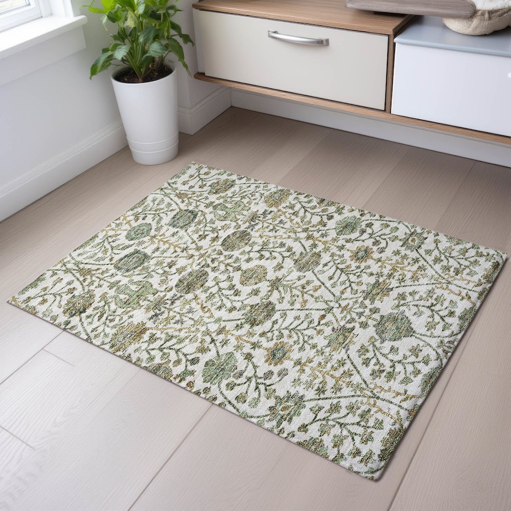 Premium Machine Washable Mayfield AMF1087 Ivory 1'8" x 2'6" Rug. Picture 5
