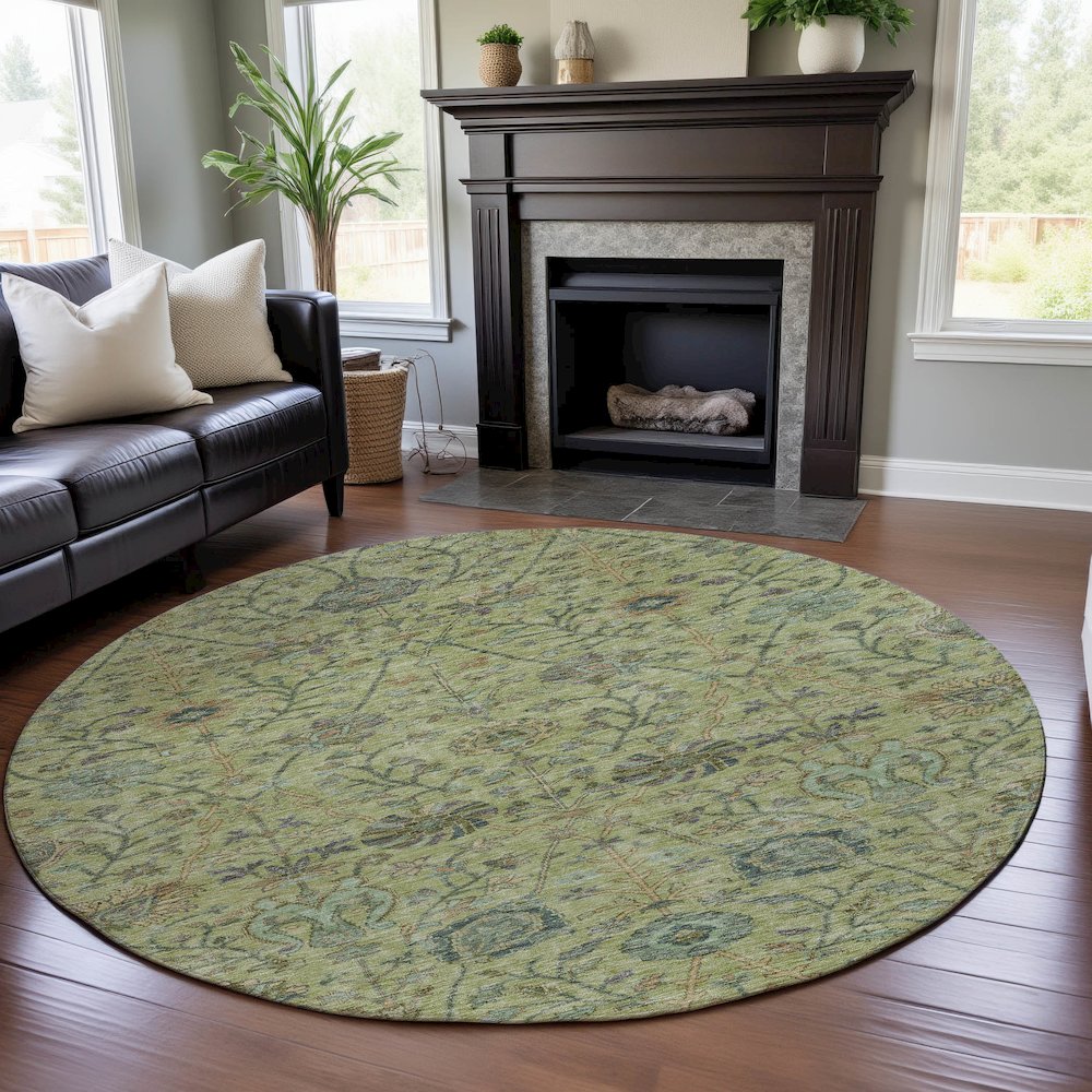 Premium Machine Washable Mayfield AMF1087 Mint 8' x 8' Round Rug. Picture 5