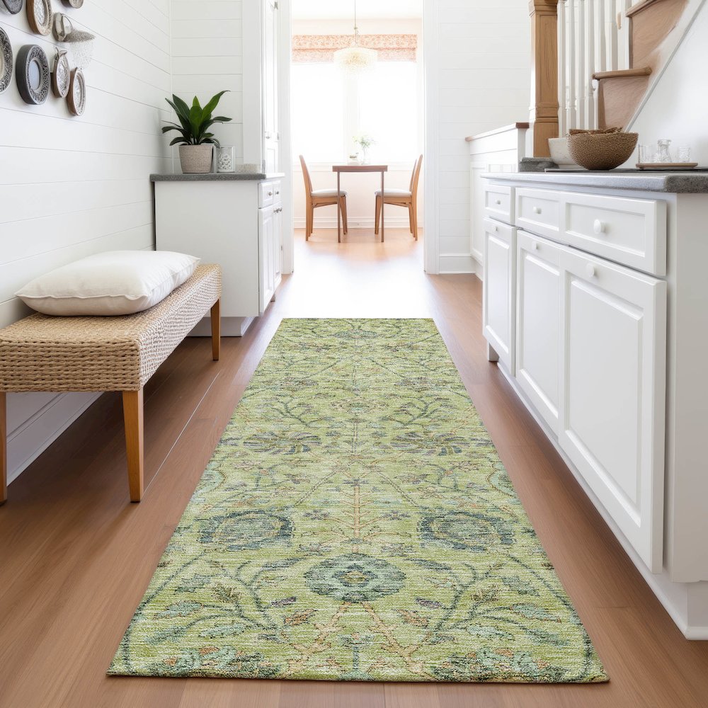 Premium Machine Washable Mayfield AMF1087 Mint 2'3" x 7'6" Runner Rug. Picture 5