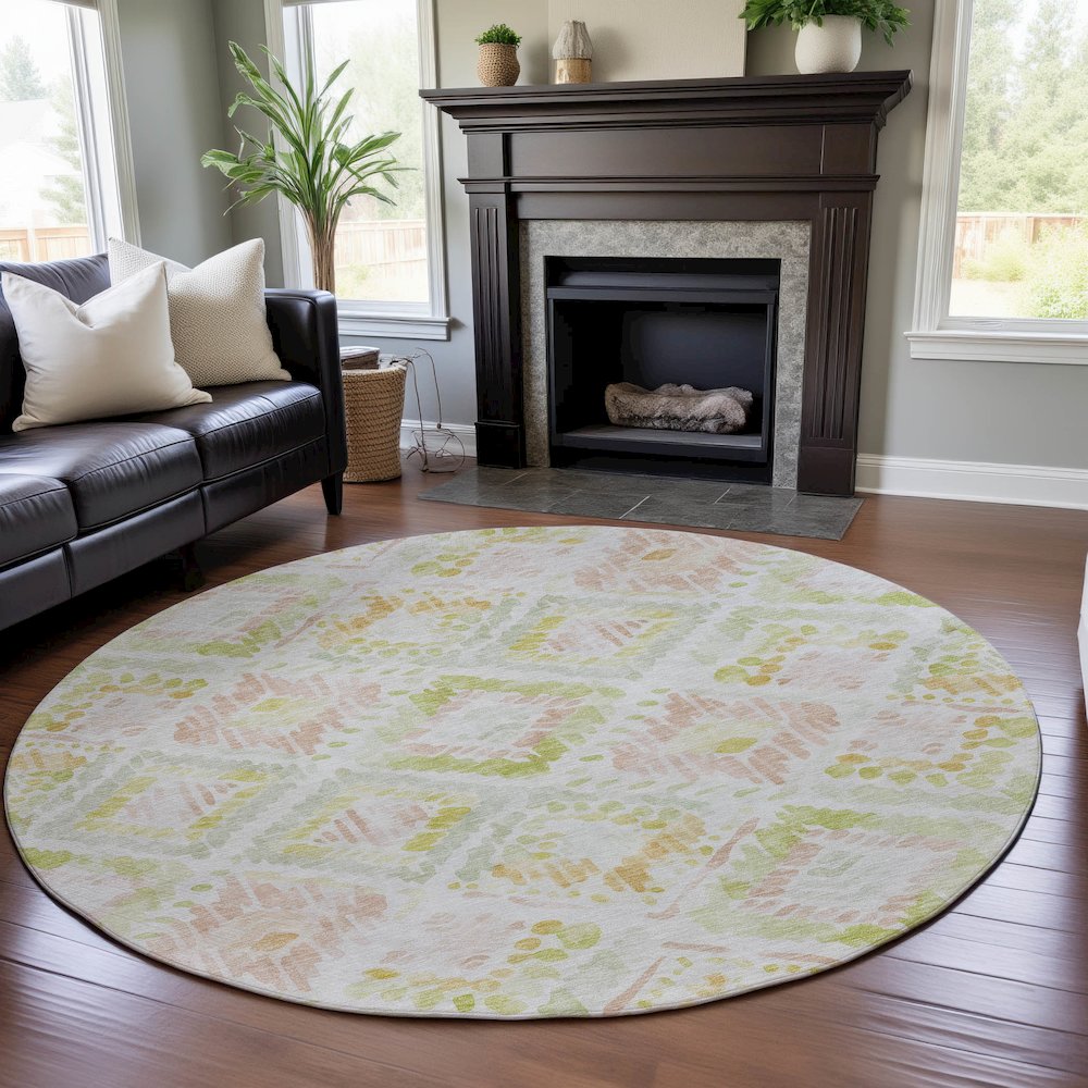 Premium Machine Washable Mayfield AMF1088 Pink 8' x 8' Round Rug. Picture 5