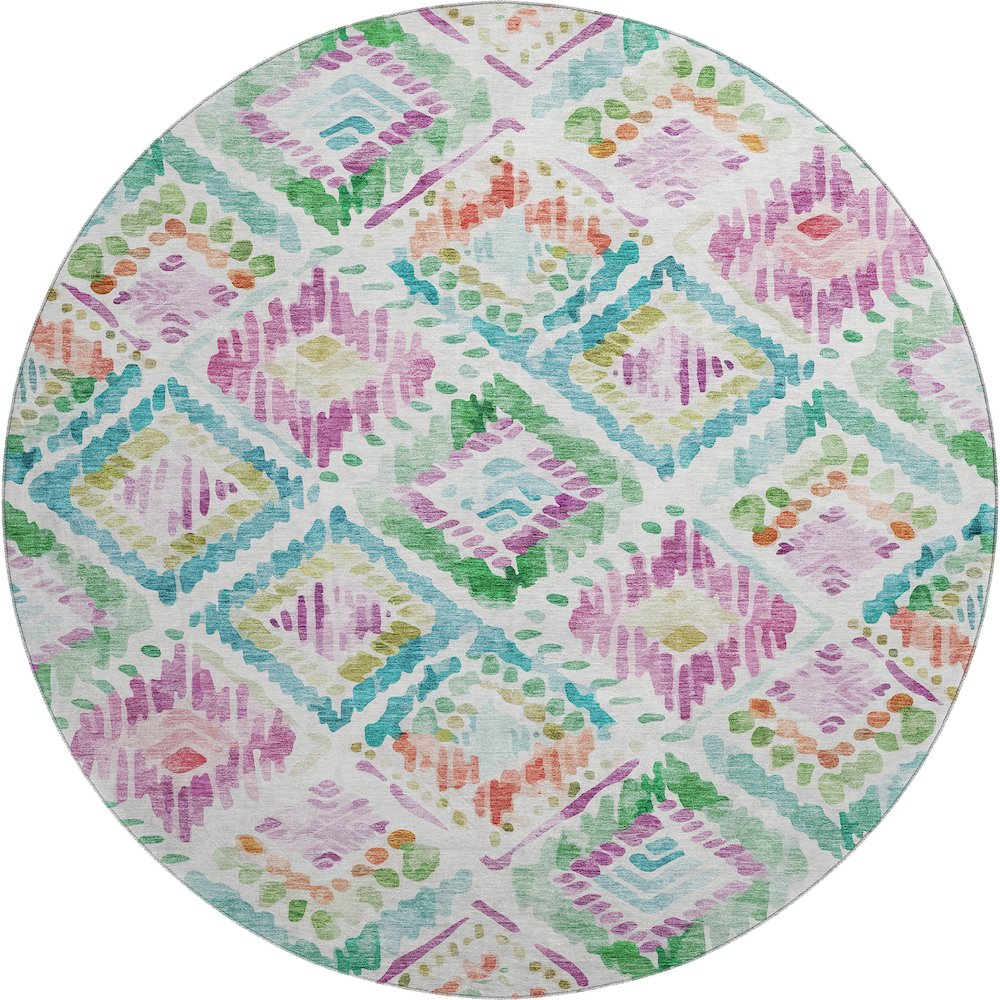 Premium Machine Washable Mayfield AMF1088 Teal 8' x 8' Round Rug. Picture 1