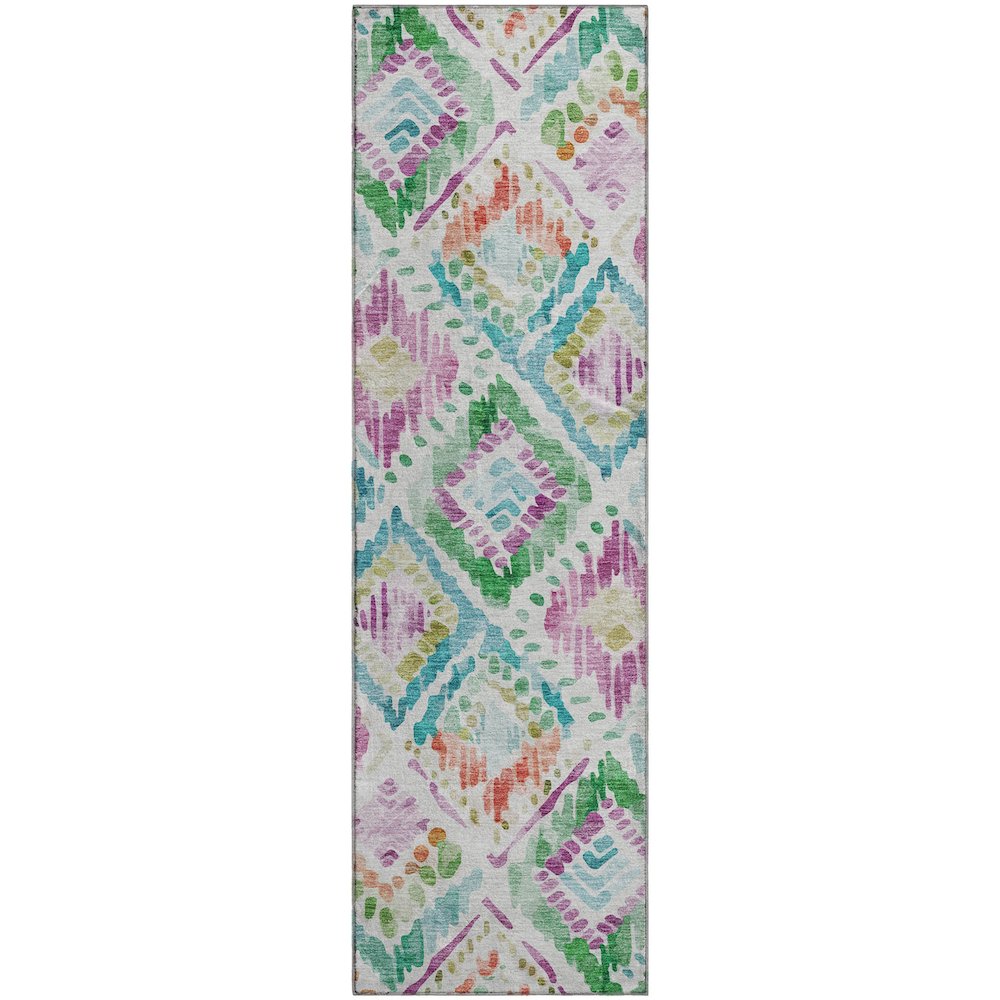 Premium Machine Washable Mayfield AMF1088 Teal 2'3" x 7'6" Runner Rug. Picture 1
