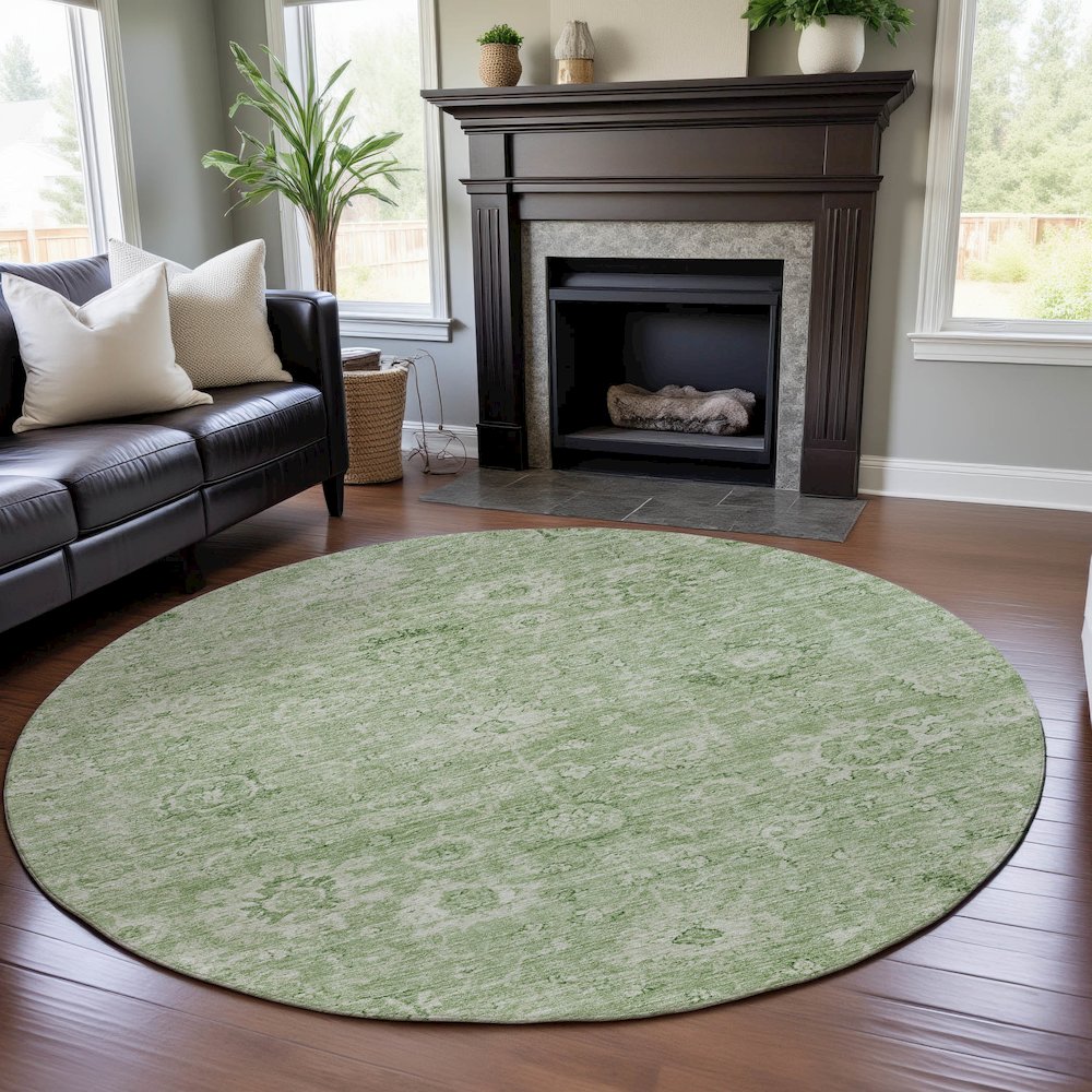 Premium Machine Washable Mayfield AMF1089 Aloe 8' x 8' Round Rug. Picture 5