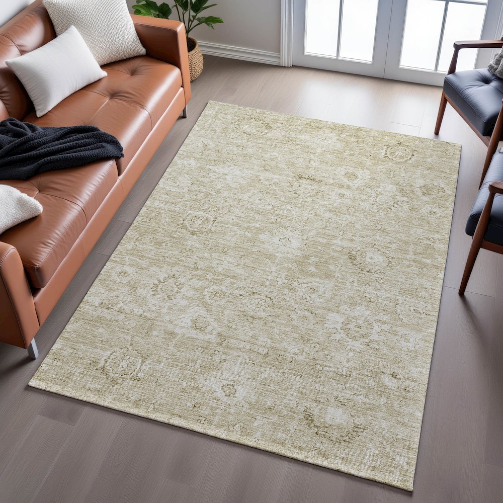 Premium Machine Washable Mayfield AMF1089 Beige 2'6" x 3'10" Rug. Picture 6