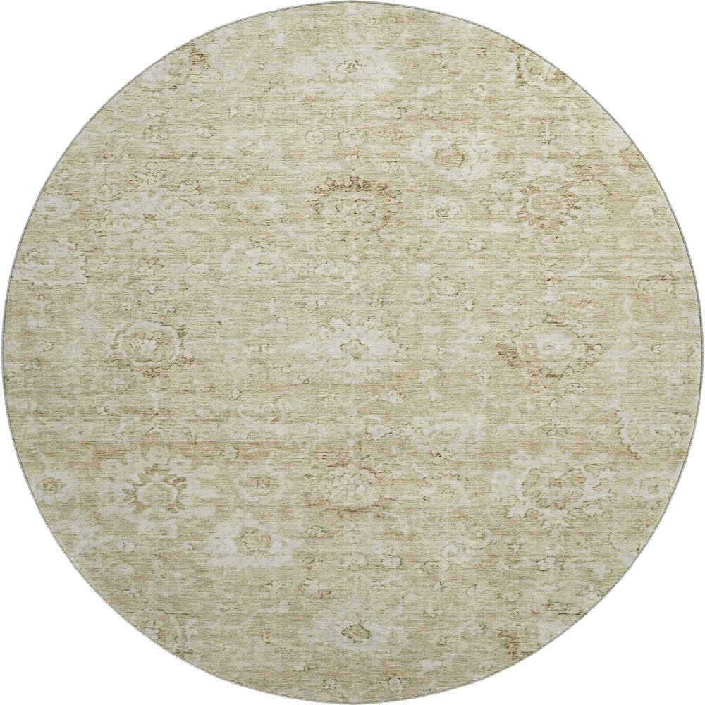 Premium Machine Washable Mayfield AMF1089 Beige 8' x 8' Round Rug. Picture 1
