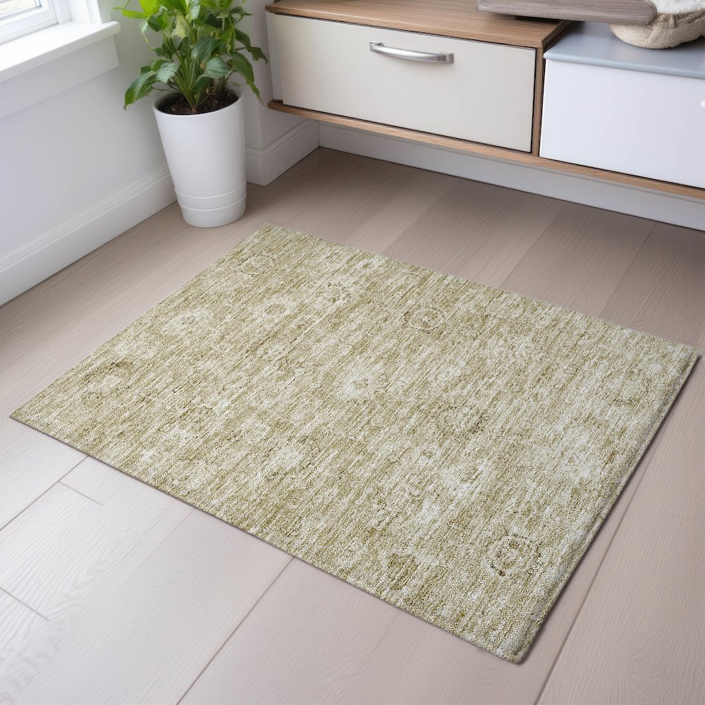 Premium Machine Washable Mayfield AMF1089 Beige 1'8" x 2'6" Rug. Picture 5