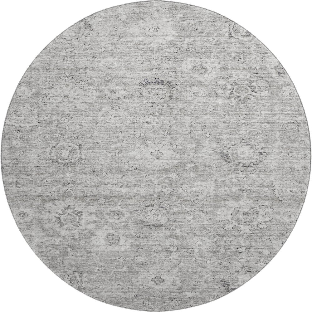 Premium Machine Washable Mayfield AMF1089 Gray 8' x 8' Round Rug. Picture 1