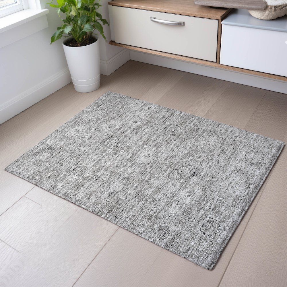 Premium Machine Washable Mayfield AMF1089 Gray 1'8" x 2'6" Rug. Picture 5