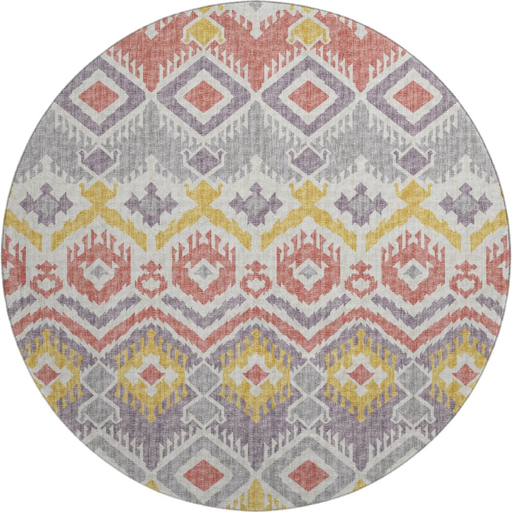 Premium Machine Washable Mayfield  Purple 8' x 8' Round Rug. Picture 1