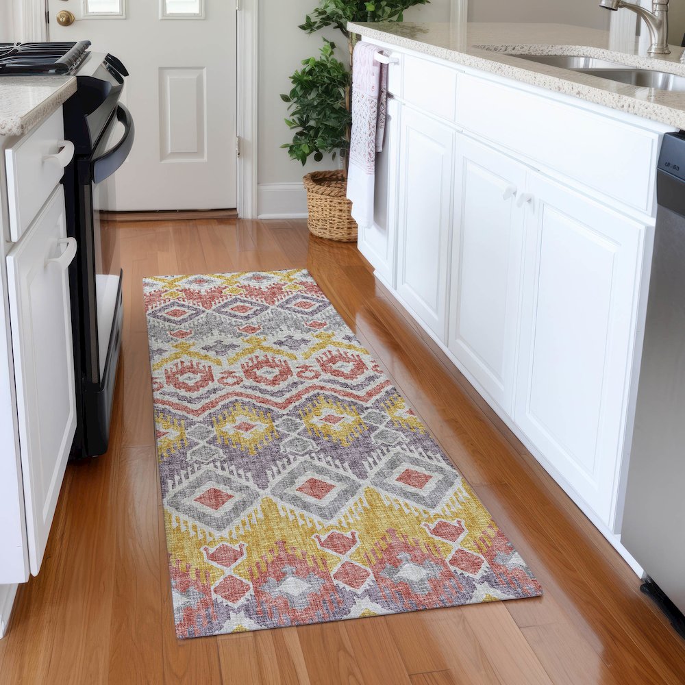 Premium Machine Washable Mayfield  Purple 2'3" x 7'6" Runner Rug. Picture 5