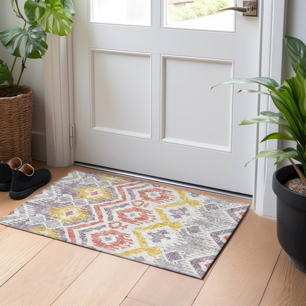 Premium Machine Washable Mayfield  Purple 1'8" x 2'6" Rug. Picture 5