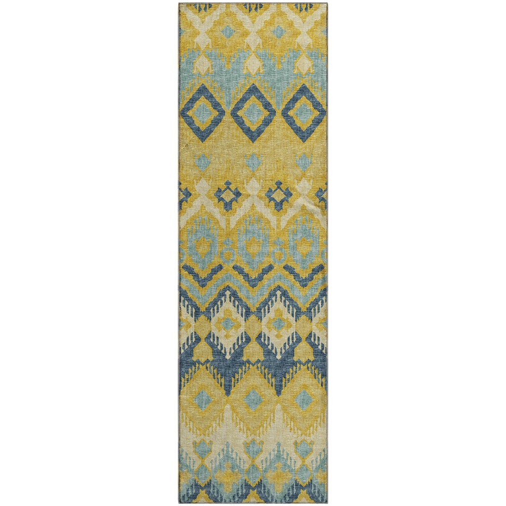 Premium Machine Washable Mayfield  Yellow 2'3" x 7'6" Runner Rug. Picture 1
