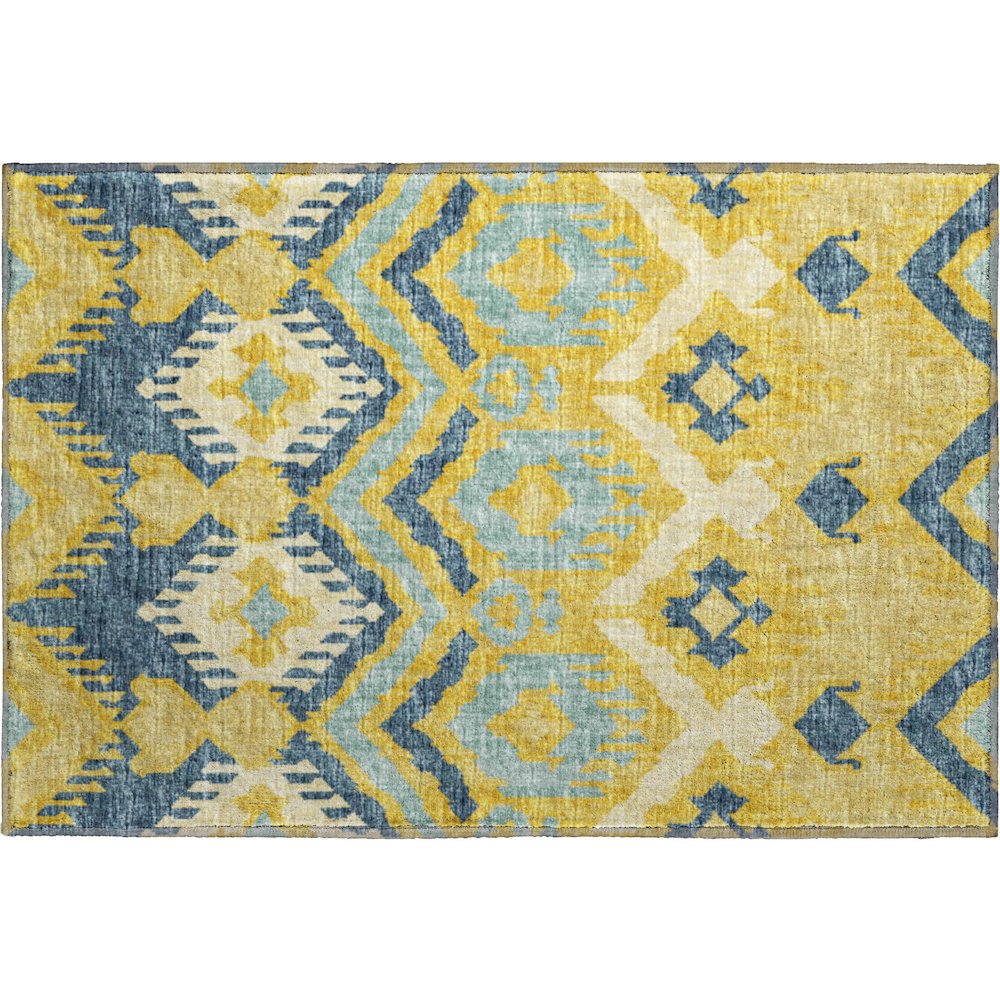 Premium Machine Washable Mayfield  Yellow 1'8" x 2'6" Rug. Picture 1