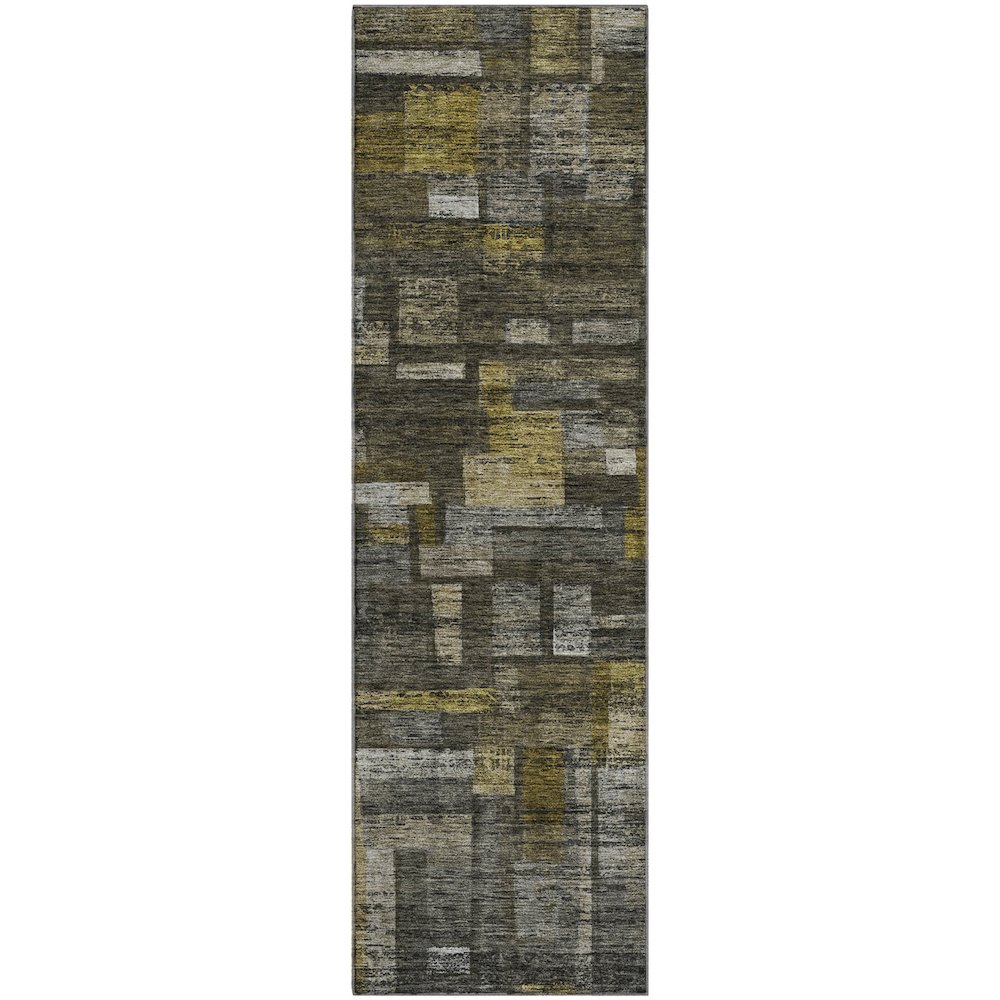 Premium Machine Washable Mayfield AMF1090 Charcoal 2'3" x 7'6" Runner Rug. Picture 1