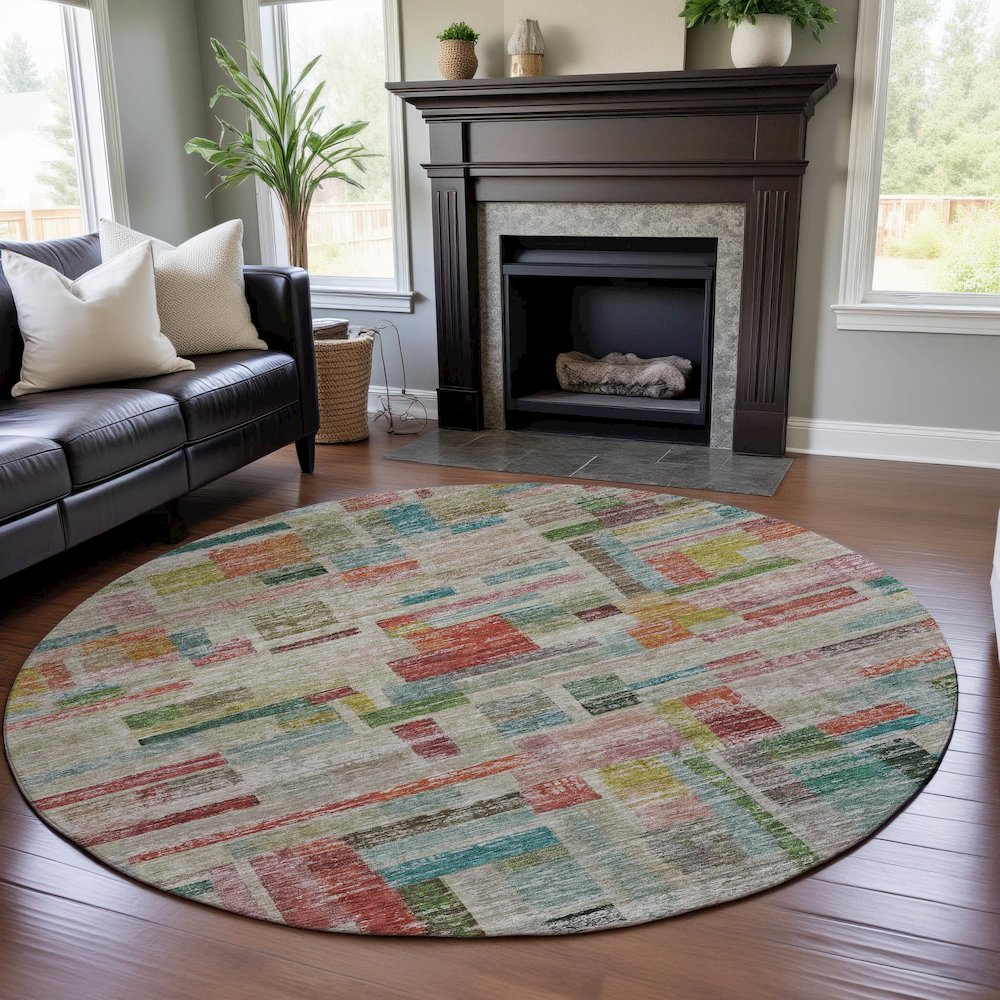 Premium Machine Washable Mayfield AMF1090 Paprika 8' x 8' Round Rug. Picture 5