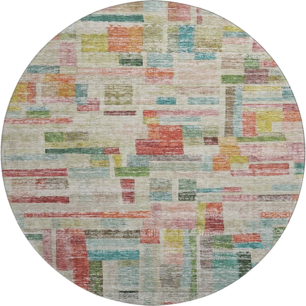 Premium Machine Washable Mayfield AMF1090 Paprika 8' x 8' Round Rug. Picture 1
