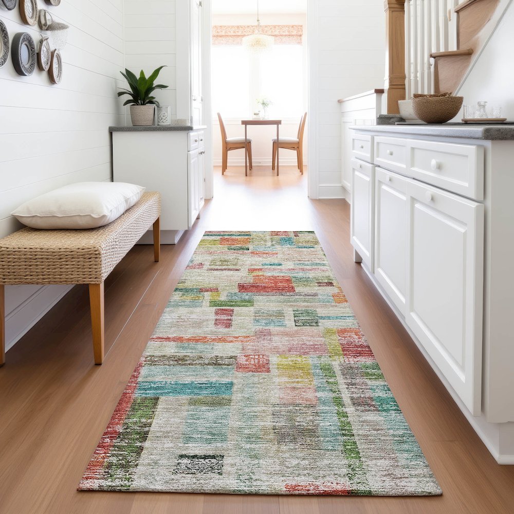 Premium Machine Washable Mayfield AMF1090 Paprika 2'3" x 7'6" Runner Rug. Picture 5