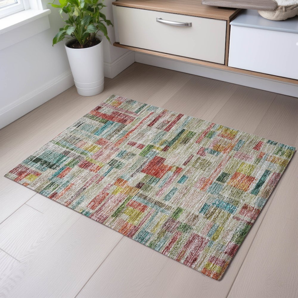 Premium Machine Washable Mayfield AMF1090 Paprika 1'8" x 2'6" Rug. Picture 5