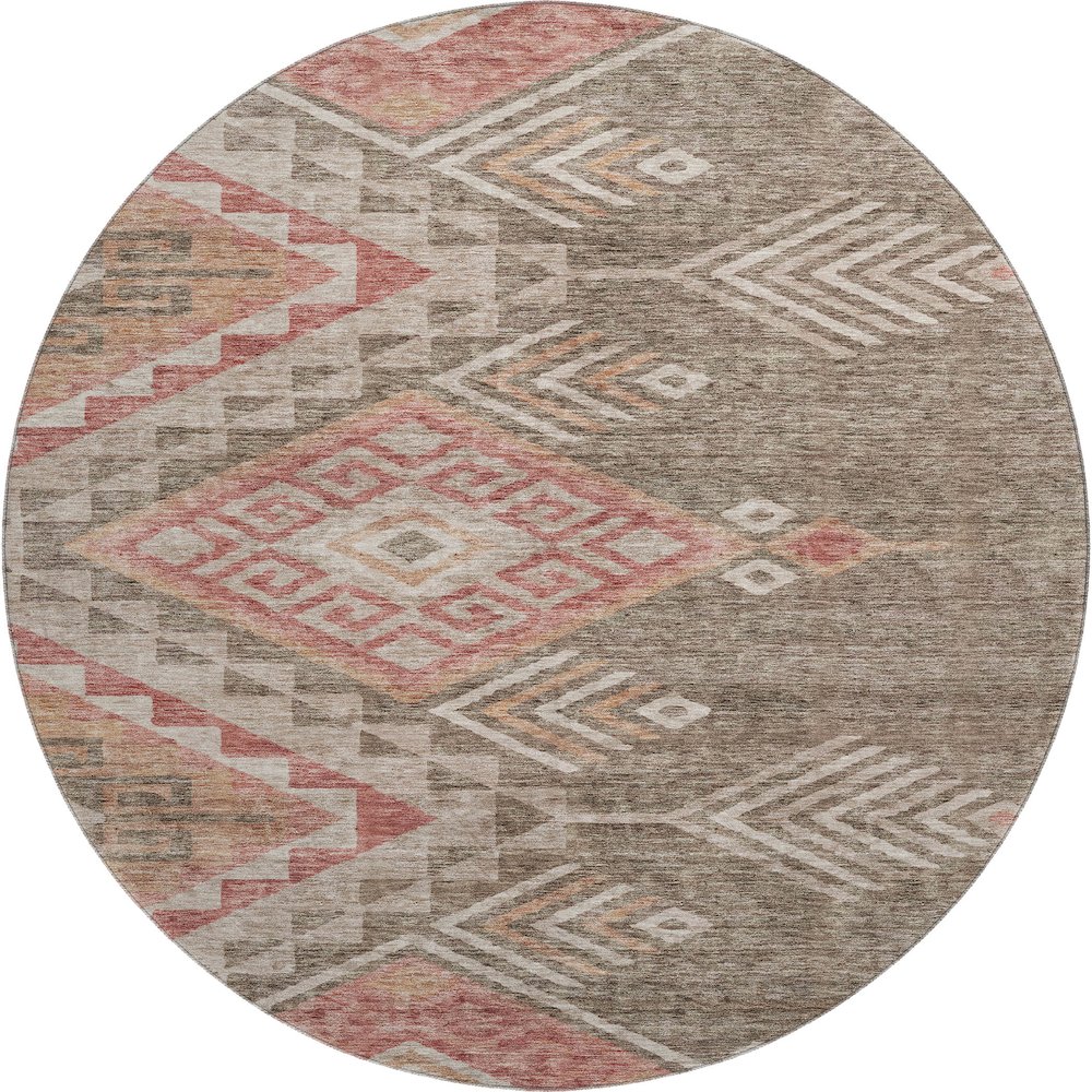 Premium Machine Washable Mayfield AMF1091 Brown 8' x 8' Round Rug. Picture 1