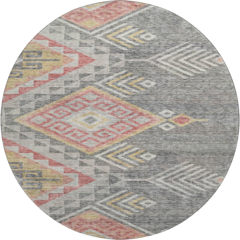 Premium Machine Washable Mayfield AMF1091 Gray 8' x 8' Round Rug. Picture 1