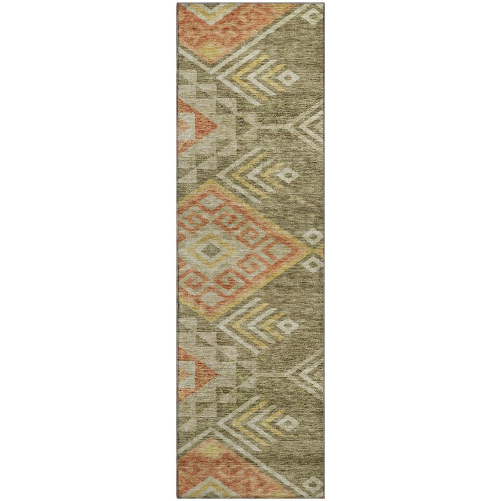 Premium Machine Washable Mayfield AMF1091 Green 2'3" x 7'6" Runner Rug. Picture 1