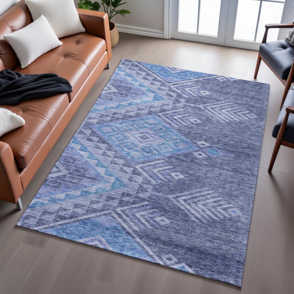 Premium Machine Washable Mayfield AMF1091 Navy 2'6" x 3'10" Rug. Picture 6
