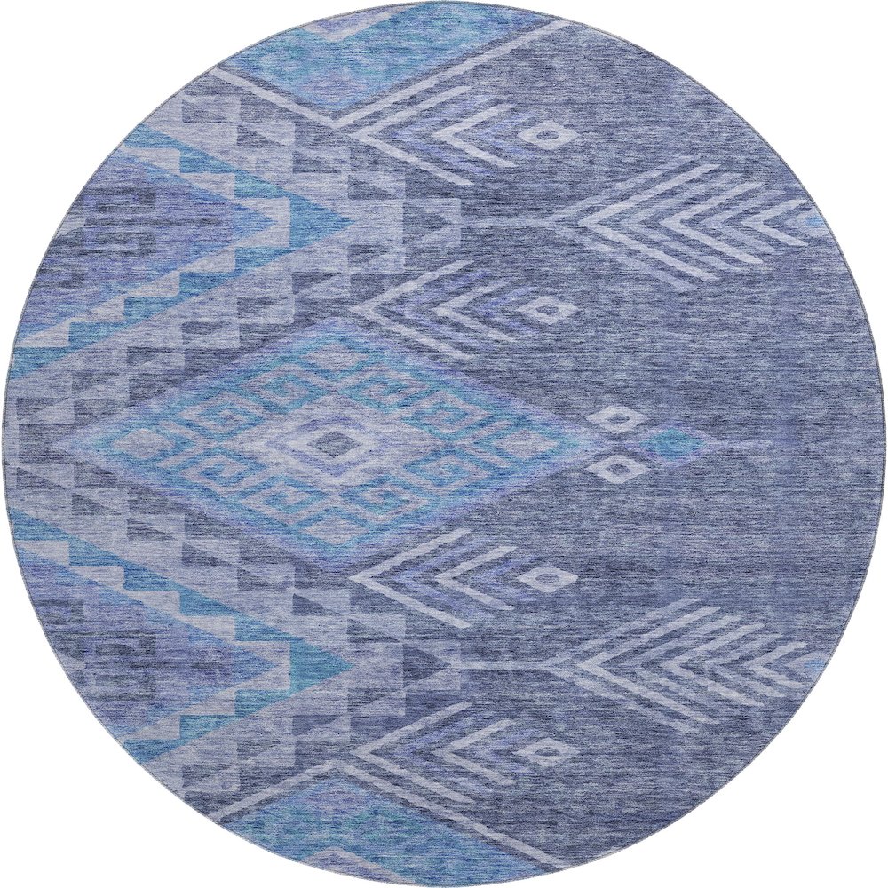Premium Machine Washable Mayfield AMF1091 Navy 8' x 8' Round Rug. Picture 1