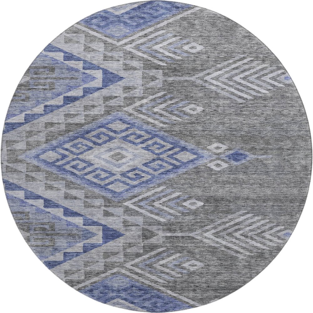 Premium Machine Washable Mayfield AMF1091 Pewter 8' x 8' Round Rug. Picture 1