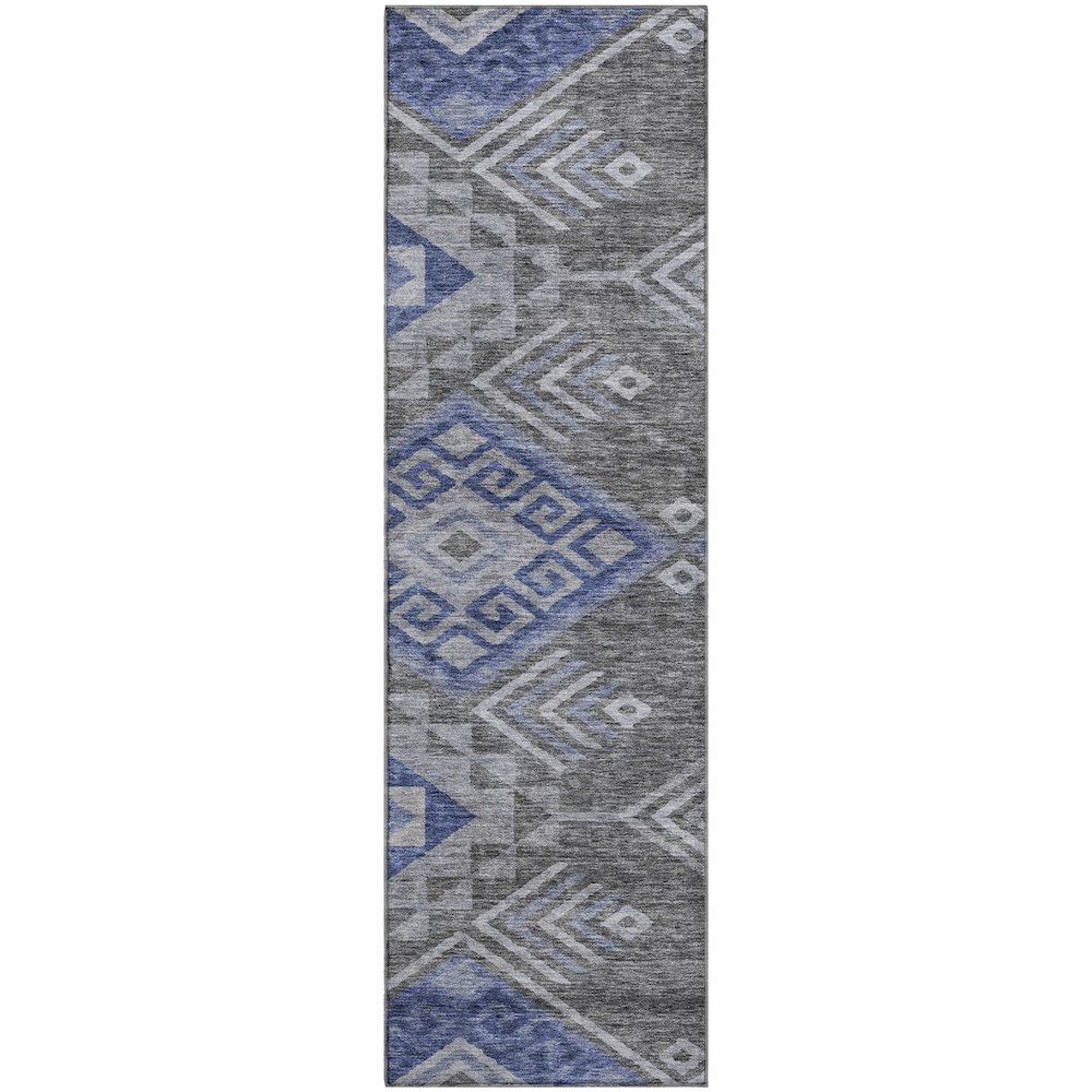 Premium Machine Washable Mayfield AMF1091 Pewter 2'3" x 7'6" Runner Rug. Picture 1