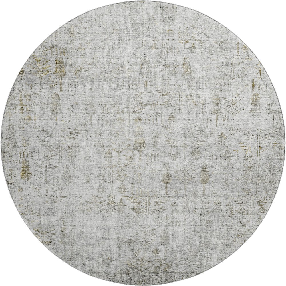 Premium Machine Washable Mayfield AMF1092 Silver 8' x 8' Round Rug. Picture 1
