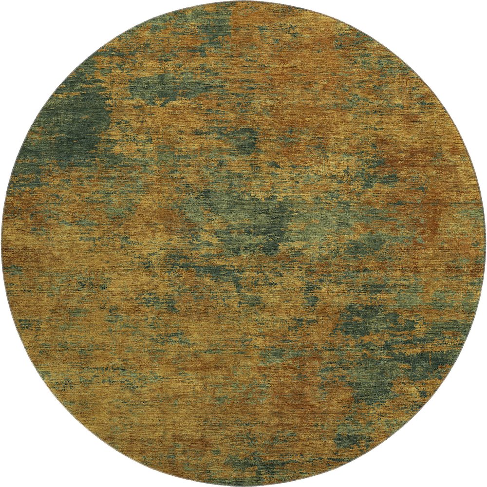 Premium Machine Washable Mayfield AMF1093 Copper 8' x 8' Round Rug. Picture 1