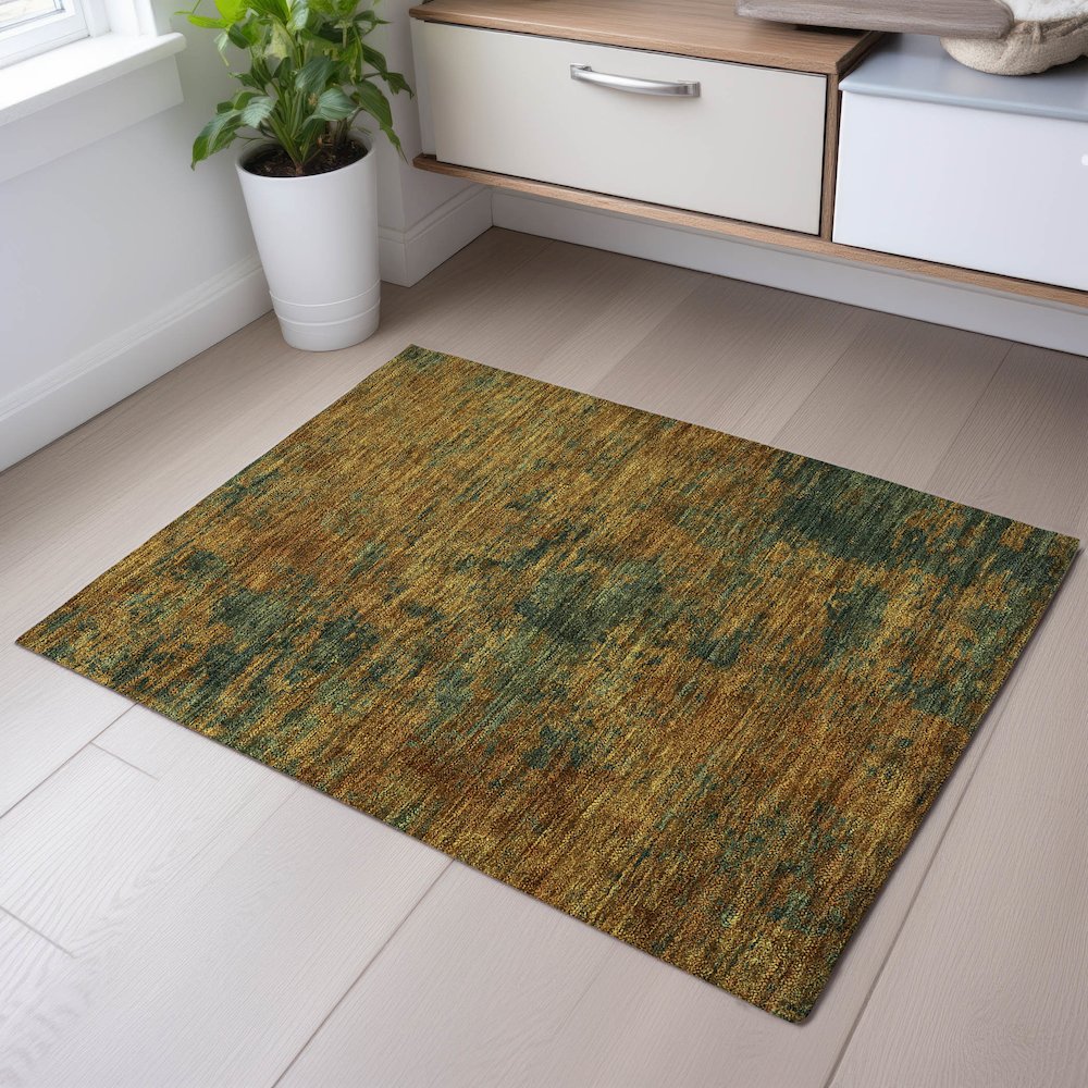 Premium Machine Washable Mayfield AMF1093 Copper 1'8" x 2'6" Rug. Picture 5