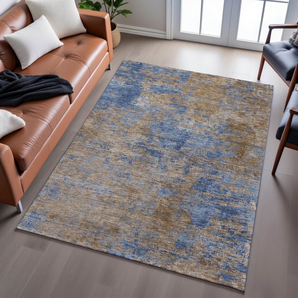 Premium Machine Washable Mayfield AMF1093 Navy 2'6" x 3'10" Rug. Picture 6