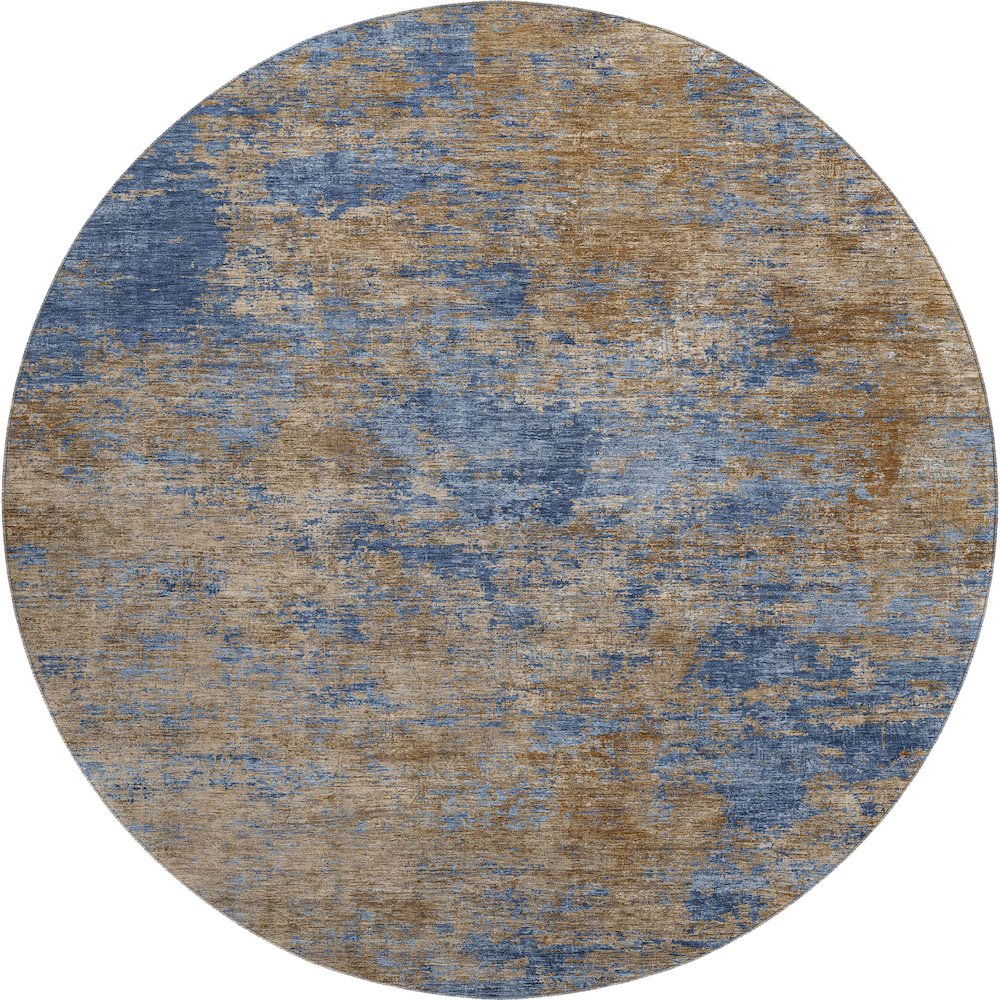 Premium Machine Washable Mayfield AMF1093 Navy 8' x 8' Round Rug. Picture 1