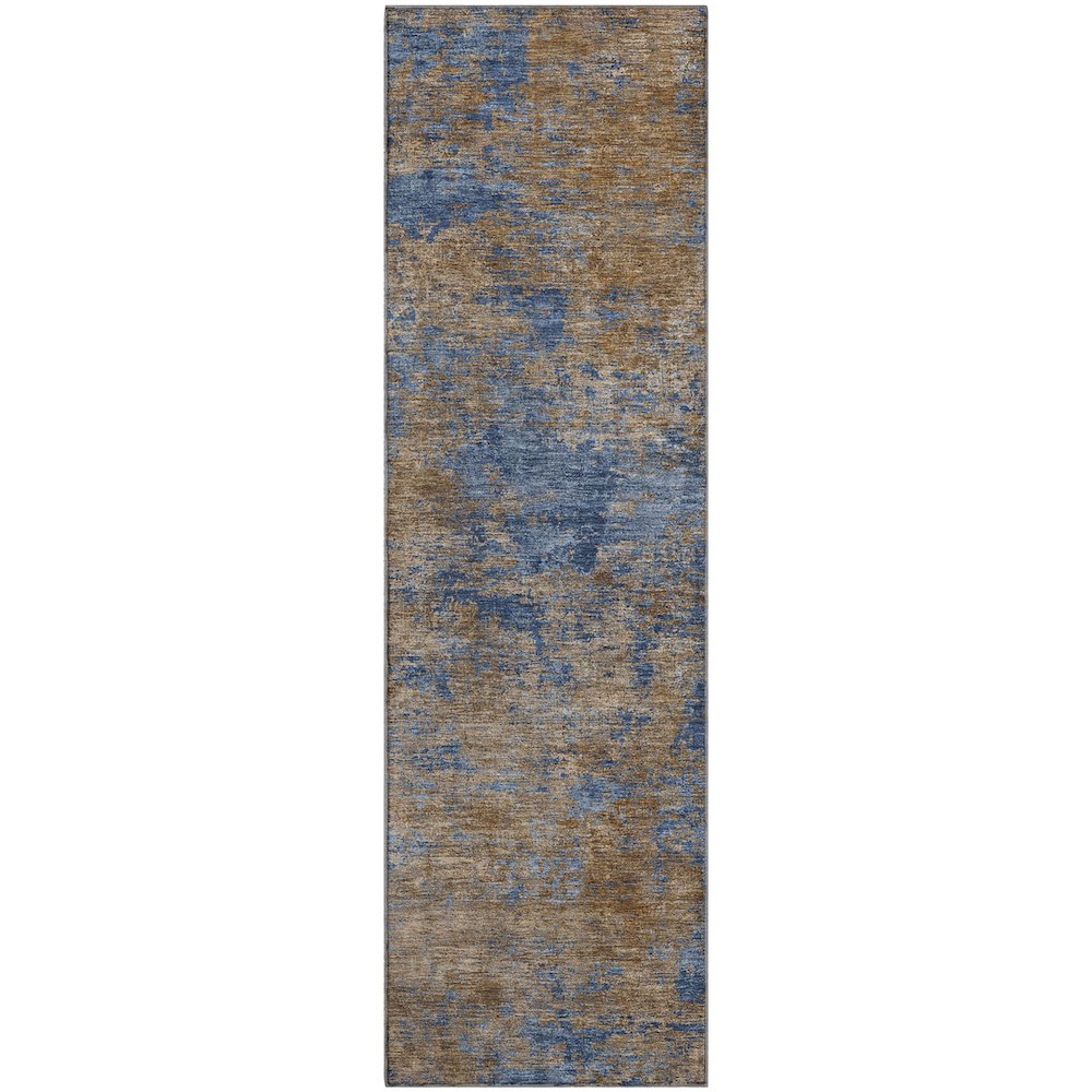 Premium Machine Washable Mayfield AMF1093 Navy 2'3" x 7'6" Runner Rug. Picture 1
