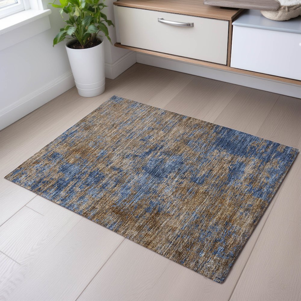 Premium Machine Washable Mayfield AMF1093 Navy 1'8" x 2'6" Rug. Picture 5