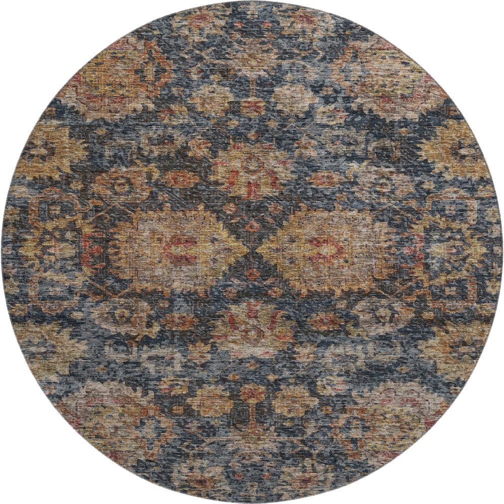 Premium Machine Washable Mayfield AMF1094 Navy 8' x 8' Round Rug. Picture 1