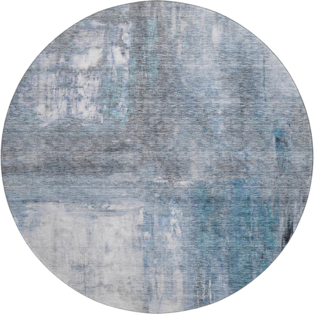 Premium Machine Washable Mayfield AMF1095 Blue 8' x 8' Round Rug. Picture 1