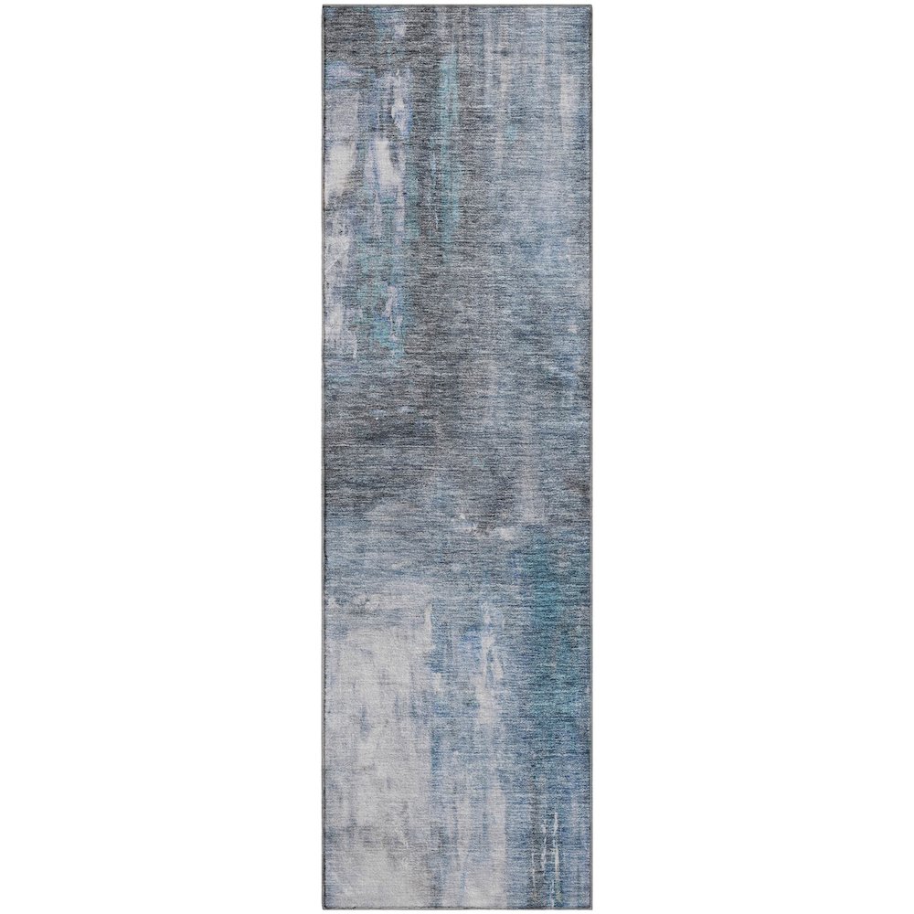 Premium Machine Washable Mayfield AMF1095 Blue 2'3" x 7'6" Runner Rug. Picture 1