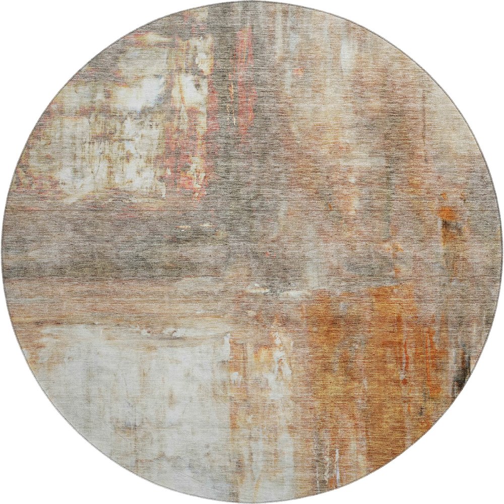 Premium Machine Washable Mayfield AMF1095 Copper 8' x 8' Round Rug. Picture 1