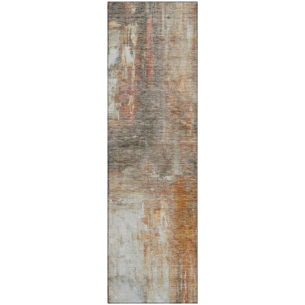 Premium Machine Washable Mayfield AMF1095 Copper 2'3" x 7'6" Runner Rug. Picture 1