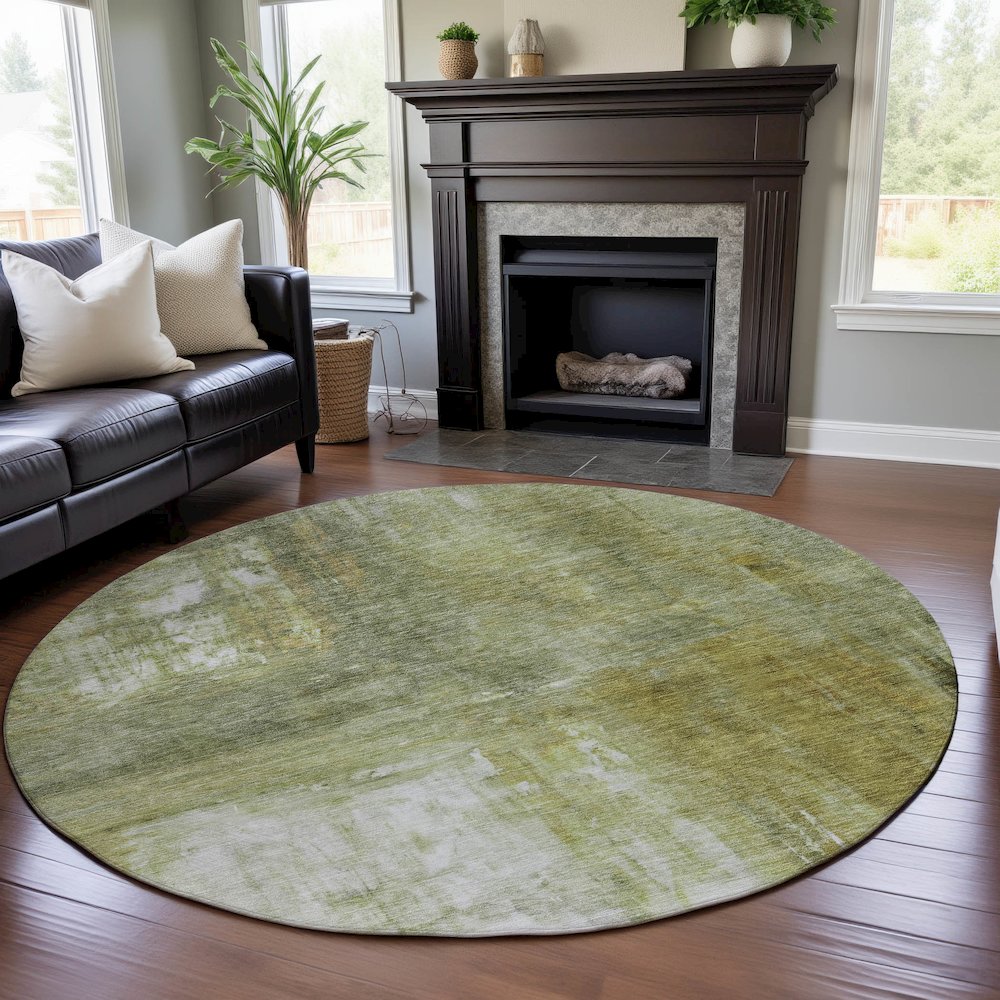 Premium Machine Washable Mayfield AMF1095 Sage 8' x 8' Round Rug. Picture 5