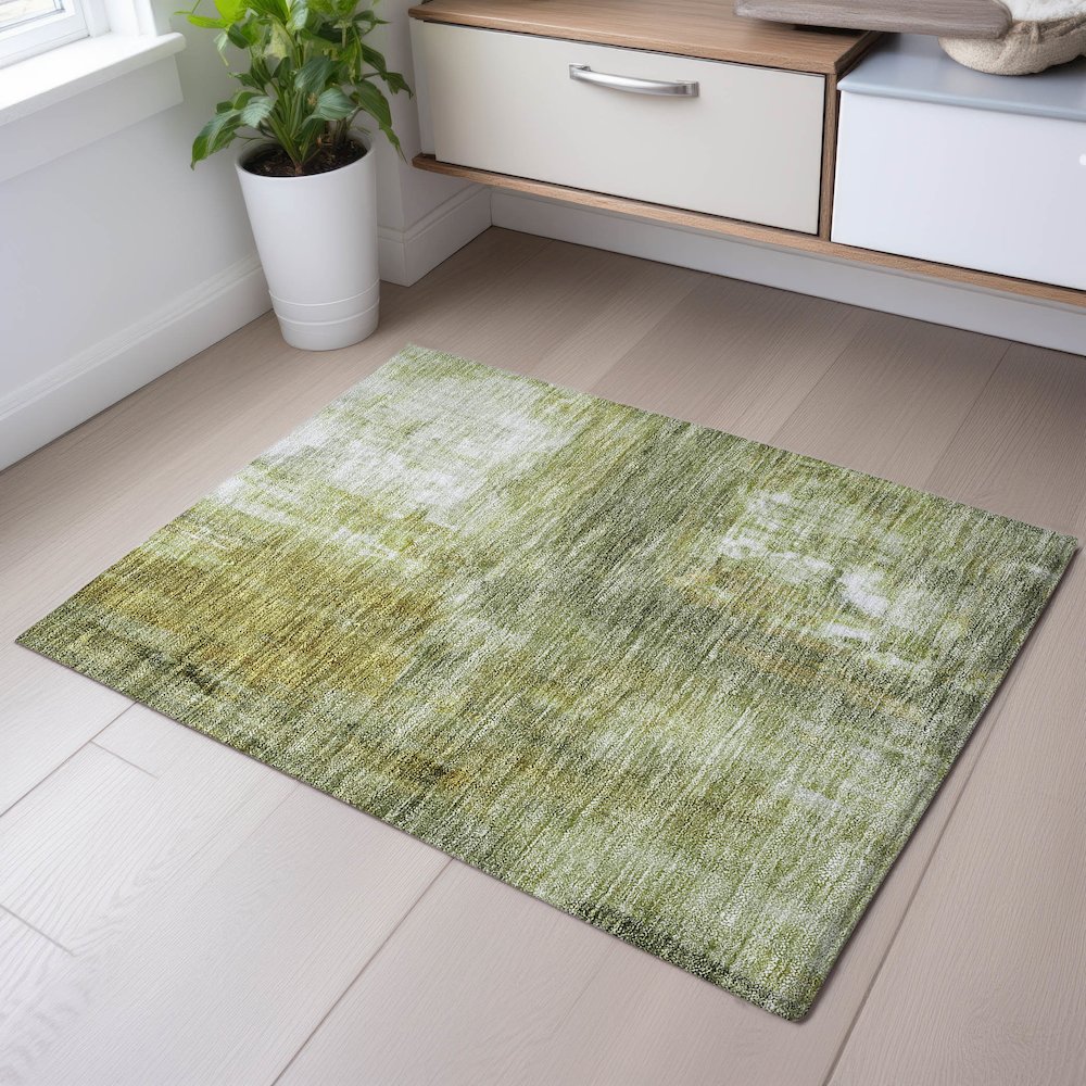 Premium Machine Washable Mayfield AMF1095 Sage 1'8" x 2'6" Rug. Picture 5