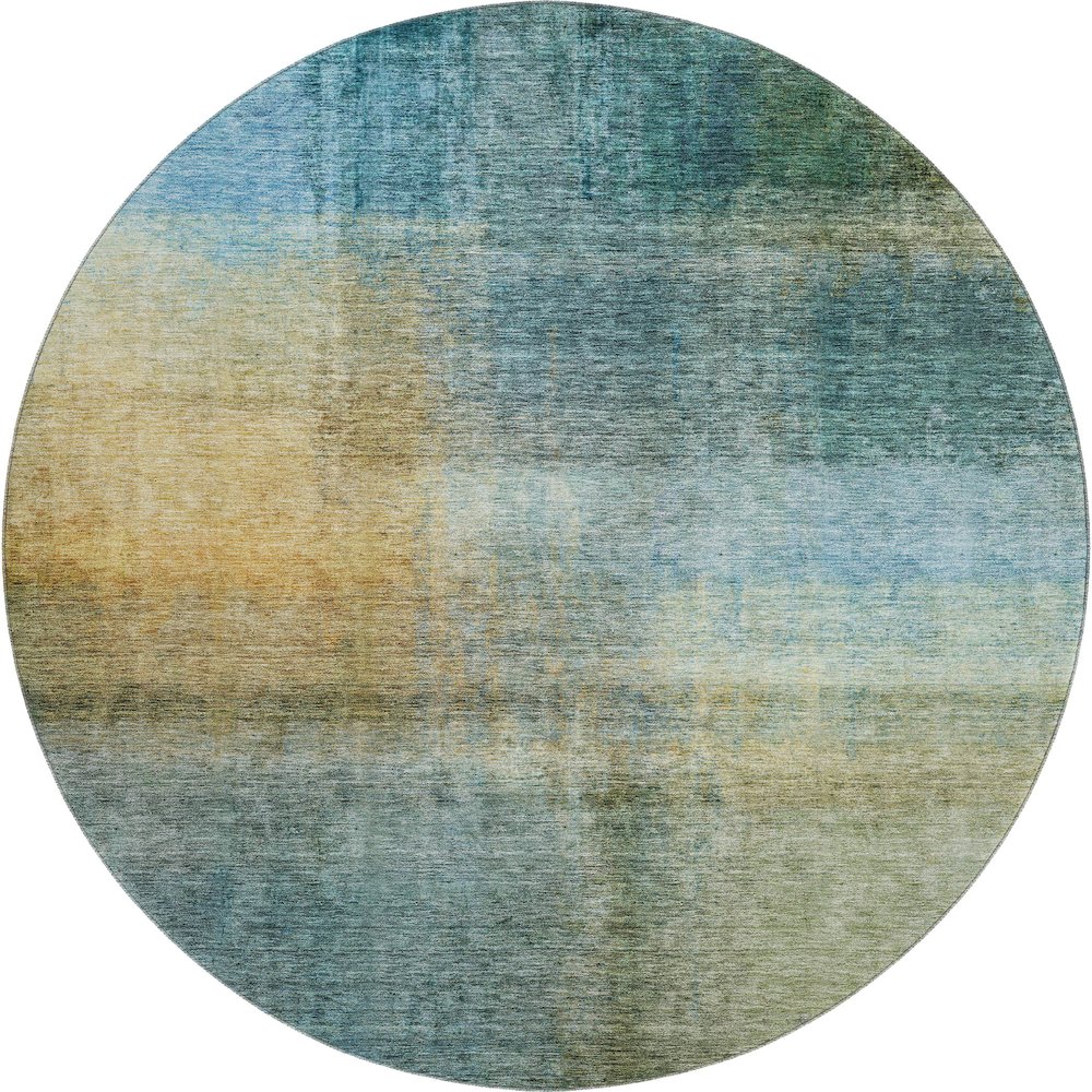 Premium Machine Washable Mayfield AMF1096 Blue 8' x 8' Round Rug. Picture 1