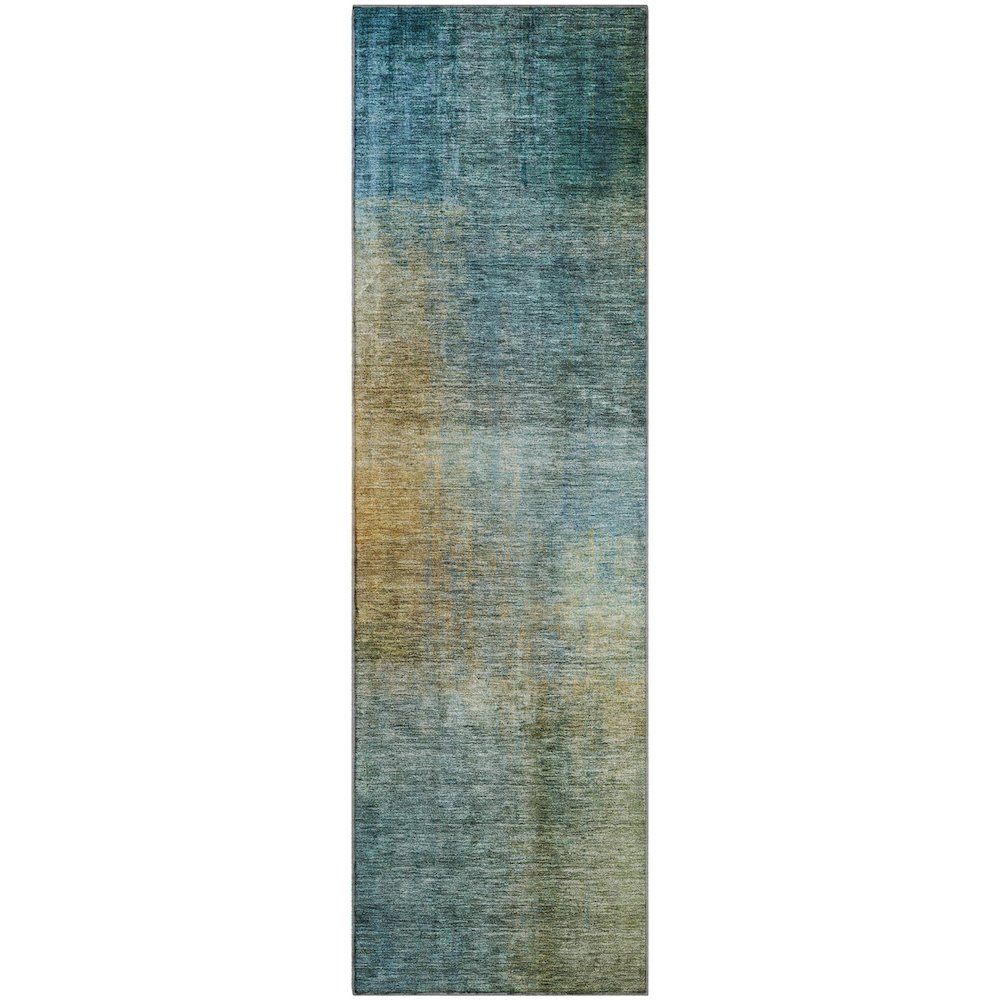 Premium Machine Washable Mayfield AMF1096 Blue 2'3" x 7'6" Runner Rug. Picture 1